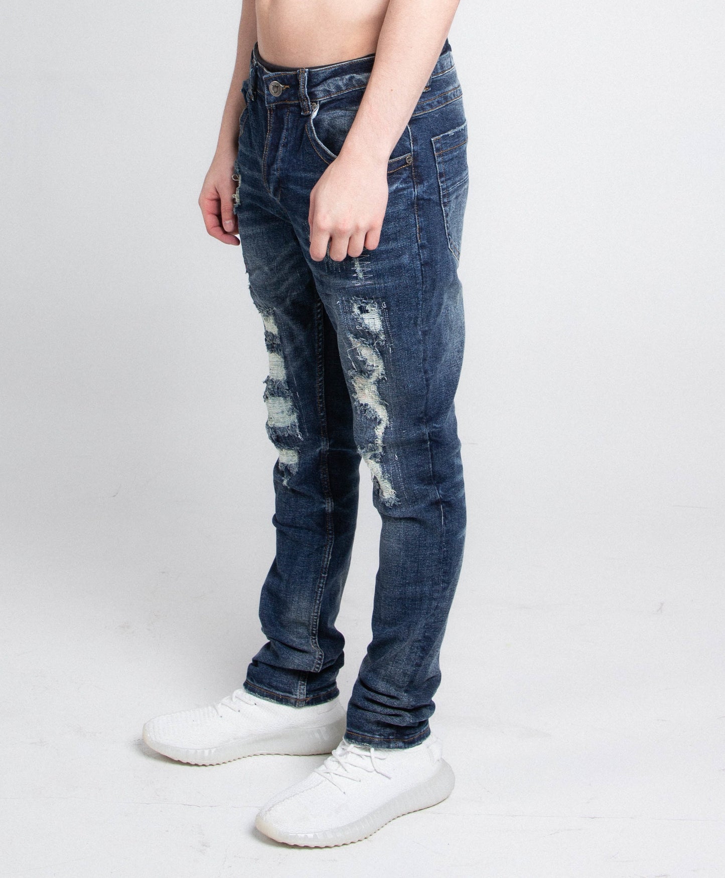 A403 SMALL RIPPED MID-RISE SKINNY JEANS